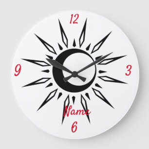 Grande Horloge Ronde Lune de la lune de soleil brillante Thunder_Cove