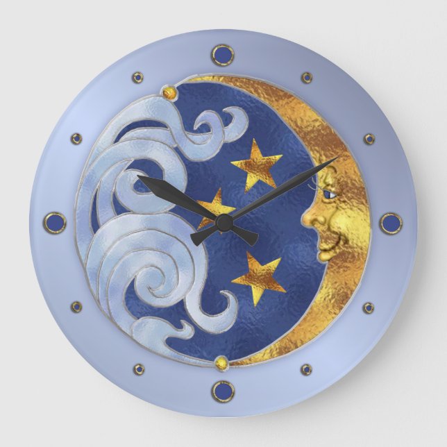 Grande Horloge Ronde Lune et étoiles célestes (Recto)