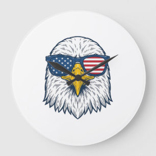 Grande Horloge Ronde Lunettes de soleil aigle patriotique dessin vector