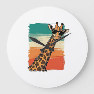 Grande Horloge Ronde Lunettes de soleil Cool Girafe Vintage Sunset Shir