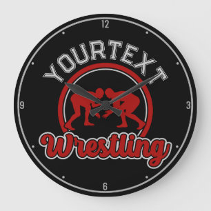 Grande Horloge Ronde Lutter AJOUTER LE NOM Grappe Champion d'équipe