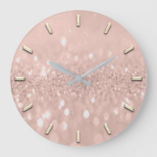 Grande Horloge Ronde Lux métallique maigre de gris argenté de rose de