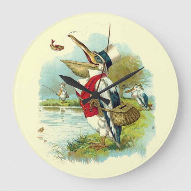 Grande Horloge Ronde M. PELICAN PÊCHE, Crème (Recto)