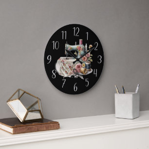 Grande Horloge Ronde machine mignonne pour amateurs de couture