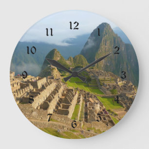 Grande Horloge Ronde Machu Picchu wall clock with black numbers
