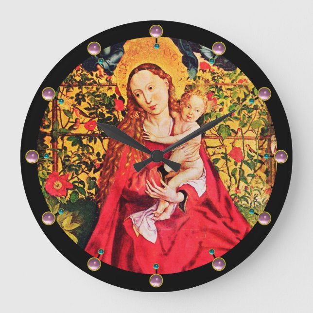 GRANDE HORLOGE RONDE MADONNA DU ROSE BOWER, PINK AMÉTHYST GEMS (Recto)