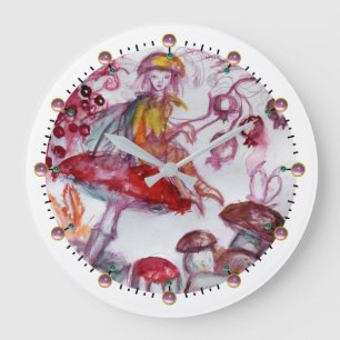 Grande Horloge Ronde MAGIC FOLLET OF MUSHROOMS Fantasy