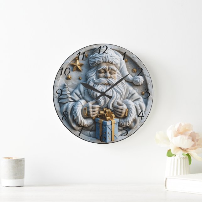 Grande Horloge Ronde Magie de Noël classique Père Noël (Maison)
