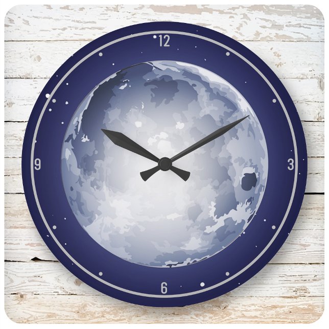 Grande Horloge Ronde Magnifique Moon Celestial Stars Space Sky Luna (Créateur téléchargé)