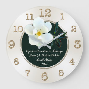 Grande Horloge Ronde Magnolia mural Horloge, Cadeaux personnalisés pour