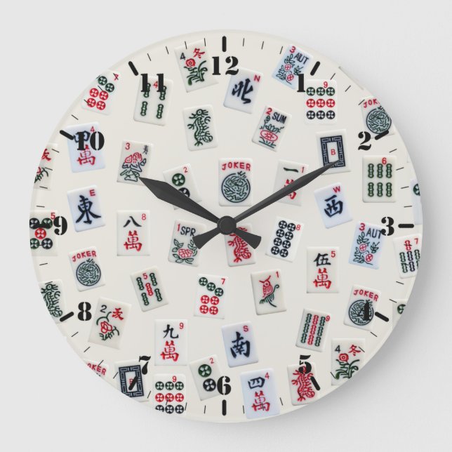 Grande Horloge Ronde MahJongg symboles de jeu tuiles (Recto)