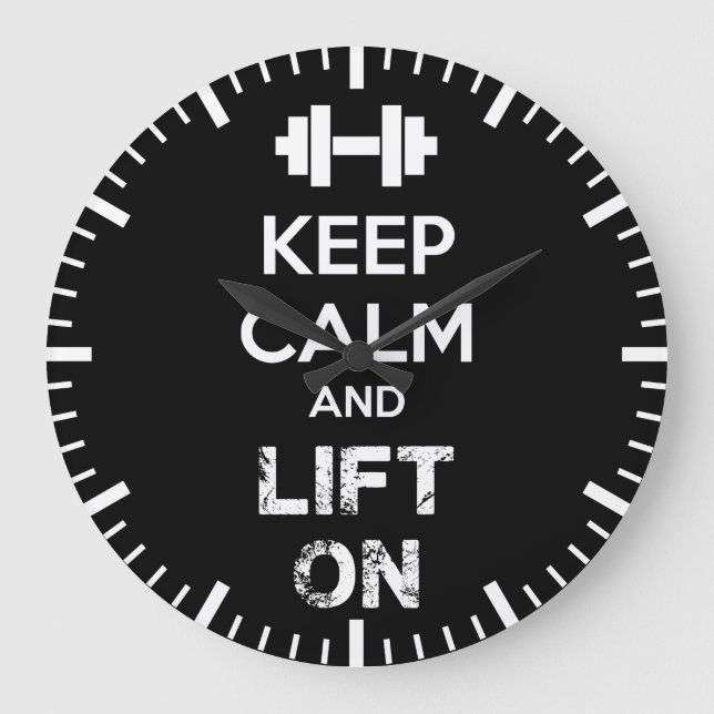 Grande Horloge Ronde Maintenez le calme et remontez - Motivation de l'e (Recto)