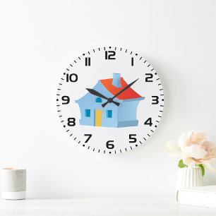 Grande Horloge Ronde Maison de Dessin Animé Fantaisiste Maison Colorée 