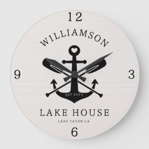 Grande Horloge Ronde Maison de lac moderne Nom de famille Ancre Rames P