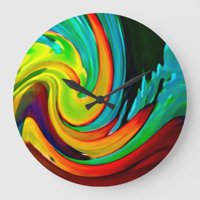 Grande Horloge Ronde Maison de plage Abstraite Crashing Wave (Recto)