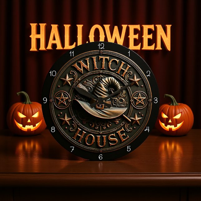 Grande Horloge Ronde Maison de sorcières Halloween Éffrayant (Créateur téléchargé)