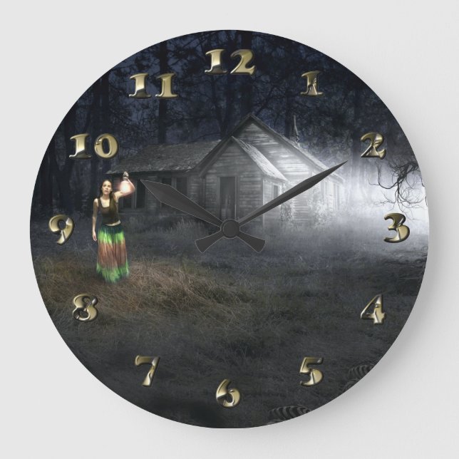 Grande Horloge Ronde Maison d'horreur d'Halloween (Recto)