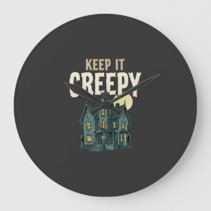 Grande Horloge Ronde Maison Hantée Creepy Design Halloween_1