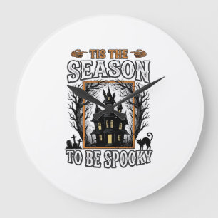 Grande Horloge Ronde Maison hantée de saison effrayante vintage Hallowe