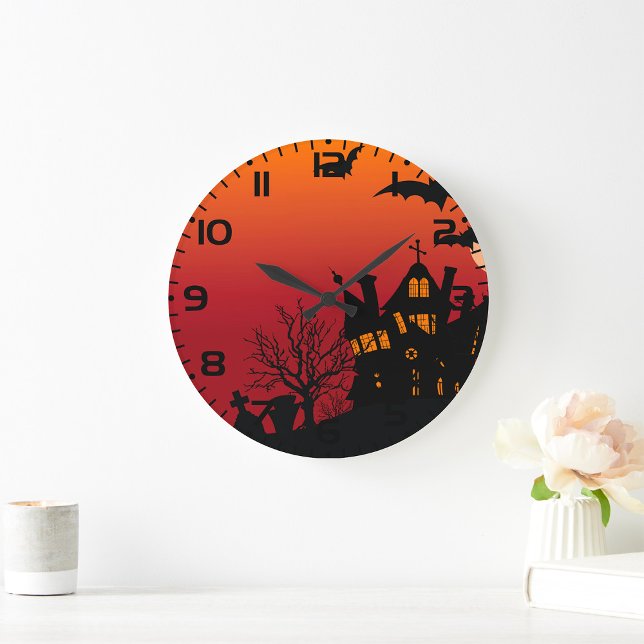 Grande Horloge Ronde Maison Hantée éffrayante Halloween nuit (Créateur téléchargé)