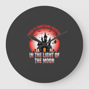 Grande Horloge Ronde Maison Hantée Halloween Sorcière Clair de Lune
