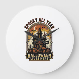 Grande Horloge Ronde Maison Hantée Halloween Vintage Épouvantable Toute