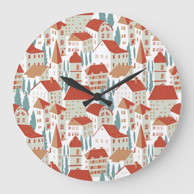 Grande Horloge Ronde Maisons De Ville : Illustration Sans Faille (Recto)