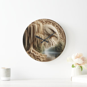 Grande Horloge Ronde Majestic Eagle surplombant le lac Serene