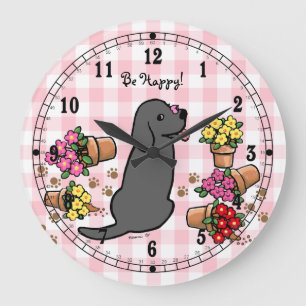 Grande Horloge Ronde Malicieux Black Labrador
