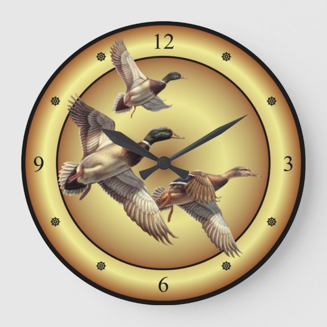 Grande Horloge Ronde Mallards ~ Canards sauvages ~ Anas platyrhynchos ~ (Recto)