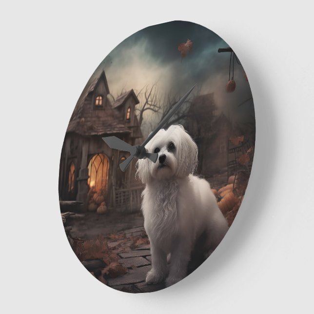 Grande Horloge Ronde Maltais Halloween effrayant (Angle)