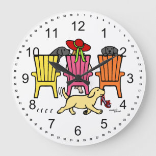 Grande Horloge Ronde Maman de Labrador au Poolside