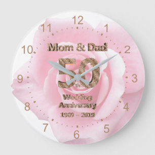 Grande Horloge Ronde Maman et Papa 50e anniversaire de mariage 2019 Ros