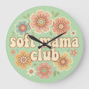 Grande Horloge Ronde Maman Gentille Coquette Nœud Doré Design Floral
