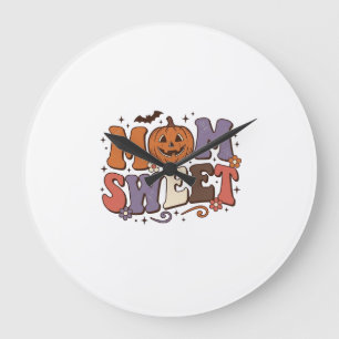 Grande Horloge Ronde Maman Halloween Citrouille Douce Design de Chemise