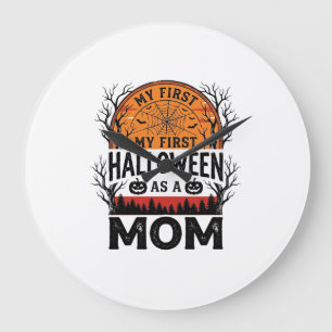 Grande Horloge Ronde Maman Halloween Ma Première Vintage Fantomatique_1