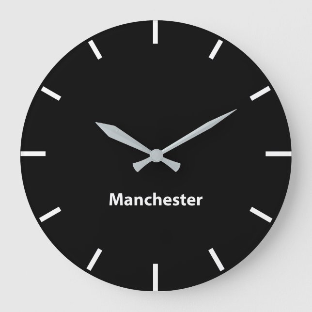 Grande Horloge Ronde Manchester Black Face Time Zone Newsroom Wall (Recto)