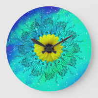 Mandala et tournesol bleu turquoise étoilé