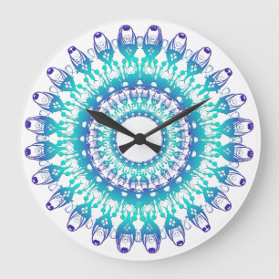 Grande Horloge Ronde Mandala. ethnique