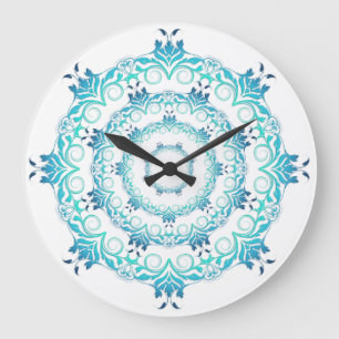 Grande Horloge Ronde Mandala floral ethnique