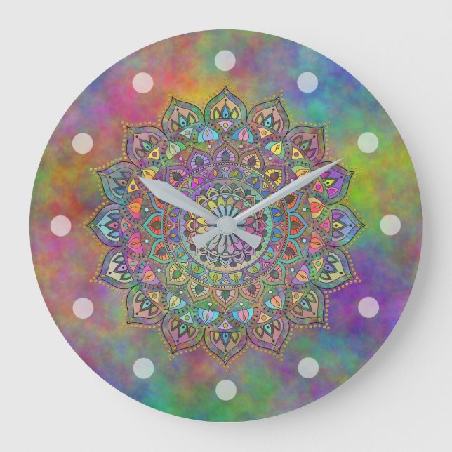 Grande Horloge Ronde Mandala Inde Style 1 (Recto)