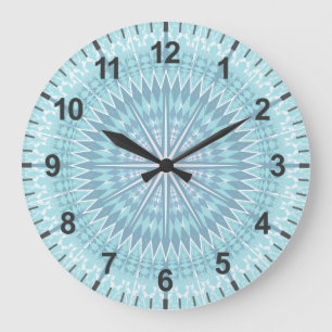 Grande Horloge Ronde Mandala moderne géométrique Turquoise