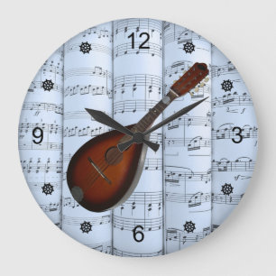 Grande Horloge Ronde Mandolin~Partition roulée~Arrière - plan de teinte