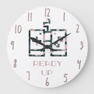 Grande Horloge Ronde Manette de jeu camouflage rose prête pour le joueu