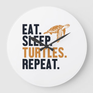 Grande Horloge Ronde Manger Dormir Tortues Répéter Tortue Peint Amant C