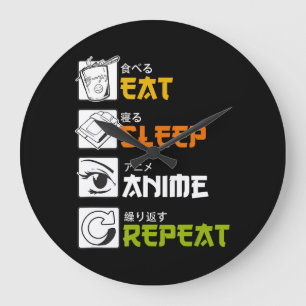 Grande Horloge Ronde Mangez Sleep Anime Répétez L'Idée Cadeau Cosplayer