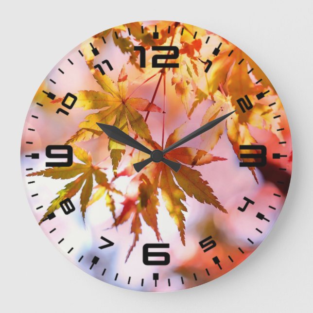 Grande Horloge Ronde Maple Feuille Landscape Design-21355 (Recto)