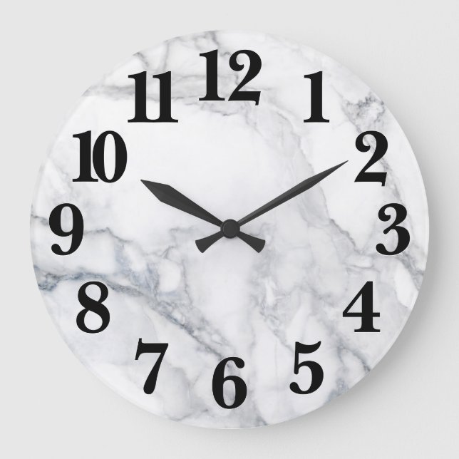Grande Horloge Ronde Marbre blanc Carrara Texture (Recto)