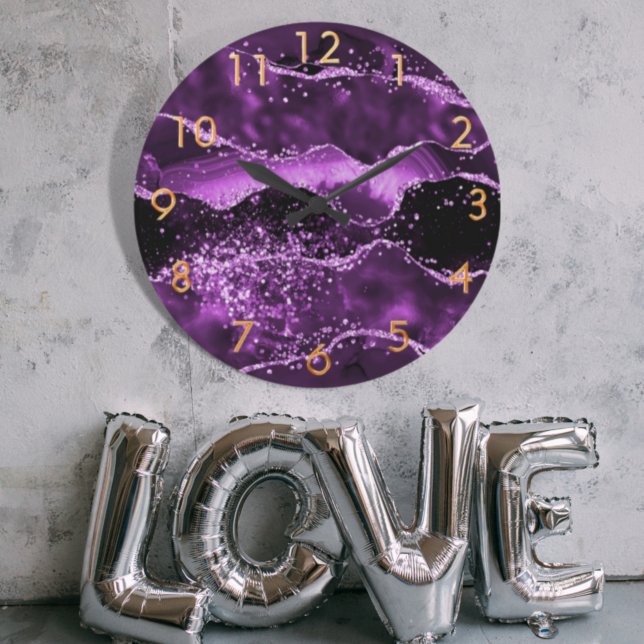 Grande Horloge Ronde Marbre d'agneau rose violet (Créateur téléchargé)