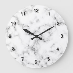 Grande Horloge Ronde Marbre gris élégant